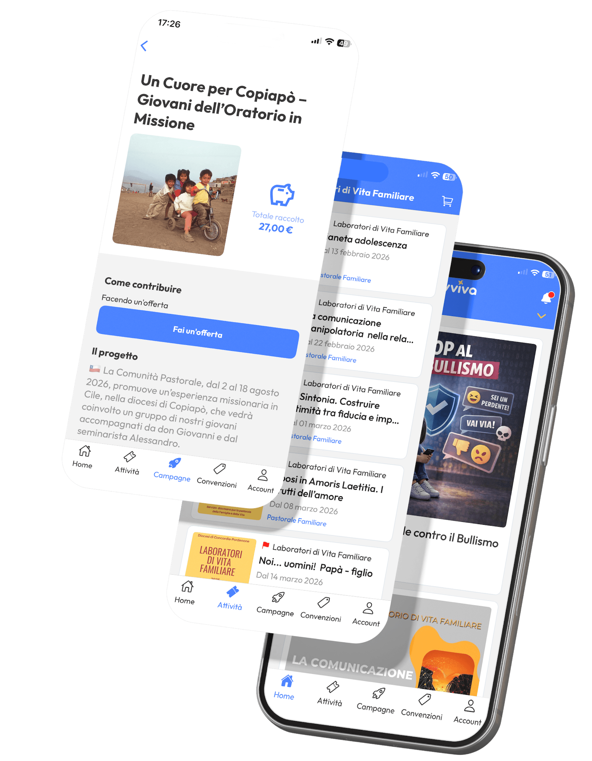 Evviva - App mockup piattaforma oratori
